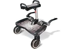 Lascal BuggyBoard Maxi+, Planche BuggyBoard avec assise & grande plateforme, Accessoire pour enfants de 2-6 ans (22 kg), Compatible avec toutes les poussettes, Gris/Noir