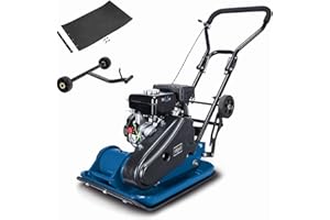 Scheppach HP2300S Wacker Plate Compactor | 54 x 42cm Plate | 5.6hp Petrol | 23,000N Force | 35cm Depth | Inc. Wheels & Rubber Mat