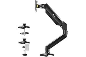 AILUNER Single Monitor Mount for 13-32 Inch Screens, Gas Spring Monitor Arm with Height Adjustable VESA Bracket, Stand Holds 4.4-19.8lbs, Clamp/Grommet Installation