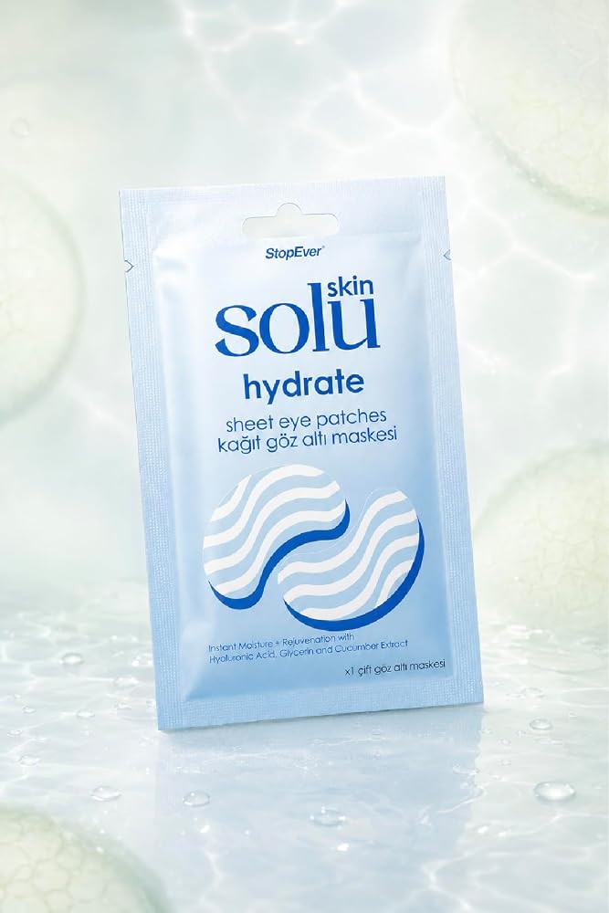 StopEver Skin Solu Hydrate Kağıt Göz Altı Maskesi Tek Çift - Nemlendirici ve Ferahlatıcı - Hyaluronik Asit, Gliserin ve Salatalık Özü İçerir
