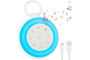 PTUI White Noise Machine – Addormentarsi bambini adulti 24 rilassanti ninne nanne rumori naturali, 3 impostazioni timer, 7 luci colorate, macchina sonora bianca con batteria super