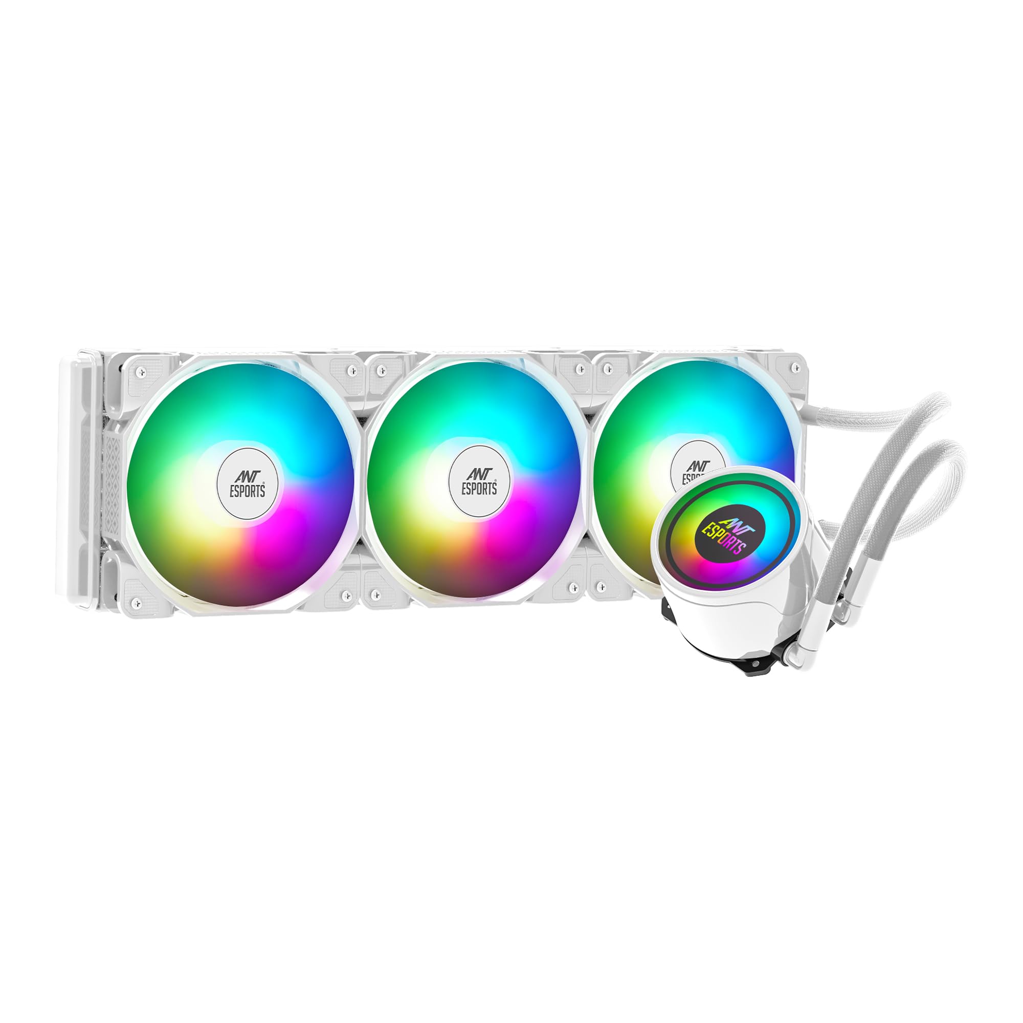 Ant Esports ICE-360 360mm Addressable RGB 2600 RPM AIO I CPU Liquid Cooler - White I Support Intel - LGA115X/1200/1700/1366/2011/2066 & AMD - FM1/FM2/AM2//AM2+/AM3/AM3+/AM4/AM5