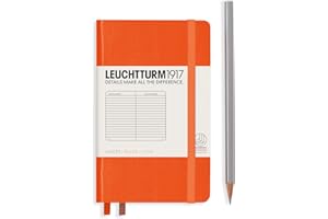 LEUCHTTURM1917 342930 Notebook Pocket (A6), 185 numbered pages, ruled, orange