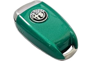 GZZHENGYE Custodia in fibra di carbonio 3D per telecomando auto Alfa Romeo Giulia Stelvio Tonale, nero. (etichetta argento nero, Verde A)