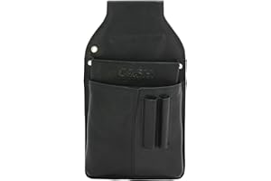 J JONES JENNIFER JONES J.Jones - Riñonera Tipo Cartera de Camarero Grande de Piel, práctico Estuche con Compartimentos para Notas, Negro