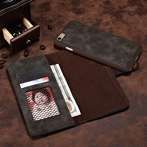 iPhone SE 5 5S H  lle  Dfly  2 in 1   Abnehmbare Wallet Folio   Retro Premium PU Leder aus   u  erem und offenem Haar Echtes Leder von Innerem  Handyh