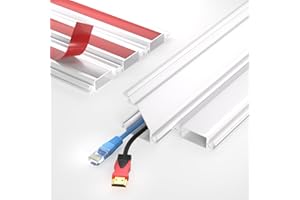 Esufeir 1M White Plastic Cable Trunking for Wall Mounted Tv,Wire Cover Tidy Tube Hider Conduit Trunking Management for Electric Cables,Electrical Raceway Extension Lead Cover to Hide Wires