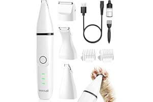 oneisall Juego de afeitadora 3 en 1 para gatos, afeitadora silenciosa para gatos, cortapelos profesional para y perros, para patas, nalgas, anudados, dingleberry (Blanco)