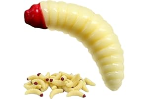 SWYSGS Lot de plastique souple pour la pêche au bar,100Pcs Ver artificiel, Silicone doux Biomimetic Leurres Ver Leurres de pêche Simulation Vers En plastique Blancs, Environnement Fort