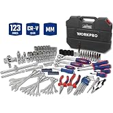 WORKPRO WP202533 1/4'&rsquo; 3/8&rsquo;&rsquo; 1/2'&rsquo; 123 Par&ccedil;a Cr-V Metrik Ağır Hizmet Lokma ve Kombine Anahtar Takımı