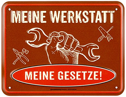 Meine Werkstatt - Blech-Schild Spruch - Blechschild 22x17 cm