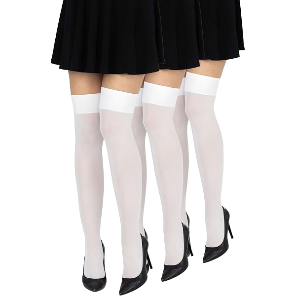 Lot 3 Paires Chaussettes Hautes Opaques Microfibre 60D - Au-Dessus Du Genou, Chaussettes Longues Cosplay Femme
