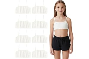 EUPSIIU 8 Stück Mädchen Unterwäsche Sport BH Bustier Baumwolle,Weiß Ohne Bügel Bralette Bustier Mädchen für 8-12 Jahre