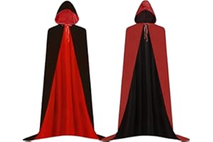 Jackcell Vampir Umhang, Vampir Cape, Vampir Kostüme, Kapuzenumhang Schwarz Rot Doppelseitig Mit Erwachsener Für Halloween Kostüm