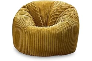 Beautiful Beanbags - Jumbo Cord Beanbag Chair, Plush Jumbo Cord Lounger, Great as Recliner (Mustard)