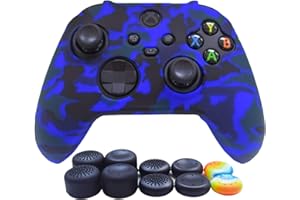 Custodia in silicone per Xbox Series X/S Controller Hikfly per Xbox SX Controller Grips, custodia antiscivolo per controller giochi, 1 x skin con 10 x tappi per pollice (blu)