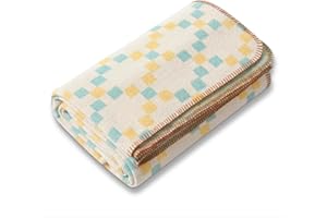 ACUSHLA Merino Mischwolle Decke Kuscheldecke 160x200cm Große Super Soft Sofadecke Wohndecke Tagesdecke Bettüberwurf Warme Gehäkelte Winter Blanket （Farbiges Raster ）