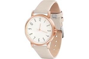 OFFCUP Women's Leather Quartz Watch, Leather Strap Ladies Watches, Analog Quartz Watches with White Dial, 3 Hand, Premium Fashion Wrist Watch for Women Ladies Girls