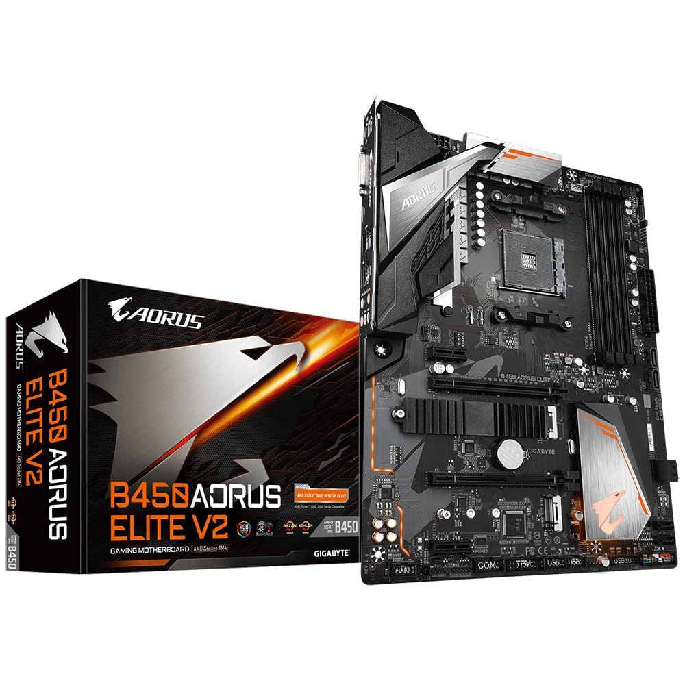GIGABYTE Aorus AMD B450 Aorus Elite V2 ATX DDR4 Motherboard with 8+2 Phases Digital Team Power Design, Dual M.2 with One Thermal Guard, Gaming LAN with Bandwidth Management, RGB Fusion 2.0