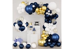 QIFU Palloncini Compleanno, Ghirlanda di Palloncini Blu, 111 Pezzi Palloncini Bianchi Blu Navy, Set Ghirlanda di Palloncini Blu per Compleanno Baby Shower Decorazione, Matrimonio, Party Decoration