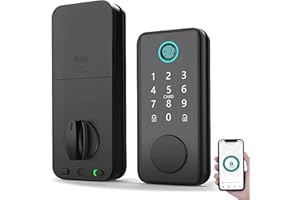 AILRINNI Cerradura Inteligente - 5 en 1 Cerradura Electrónica con Huella Digital/APP/Contraseña/Tarjeta IC/Llave, Registro de Desbloqueo, Contraseña Remota, Smart Lock Bluetooth