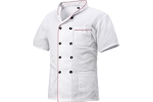 MeiLayM Veste de Chef pour Hommes Vêtement De Chef Professionnel Léger Vêtement de Cuisine à Manches Courtes Convient aux Chefs cuisiniers aux boulangers aux barmen