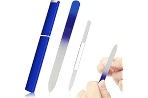 HALERCAY 2 Stück Glasnagelfeile,Glas-Manikürestab,Premium-Glas-Nagelfeile mit Etui, Doppelseitigen Nagelfeilen,Manikürestab Nagelfeile,Geschenk für Frauen und Mädchen (Dunkelblau)