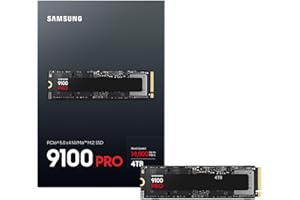 Samsung Dysk SSD 9100 Pro NVMe M.2, 4 TB, PCIe 5.0, 14 800 MB/S Odczyt, 13 400 MB/S Zapis, Wewnętrzny Dysk SSD do Gier, Edycji Wideo i Sztucznej Inteligencji, Czarny, Mz-Vap4T0BW