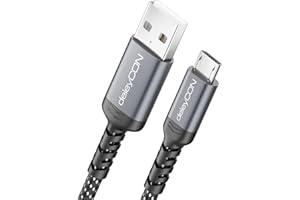 deleyCON 2m Câble Micro USB Câble de Charge et Données - Chargement & Synchronisation USB-A vers Micro USB - Smartphone Tablette Appareil Photo Manette PS4 etc.