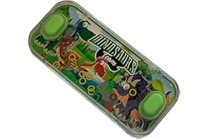 BLUECHOLON Mini jeux d'eau à anneaux pour filles et garçons. Jeu d'adresse de voyage Aguaplay. Water Geme. Aqua Play. (Dinosaures Team 2 boutons, vert royal)