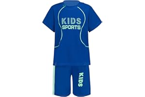 Aiihoo Kinder Jungen Trainingsanzug Sportanzug Set Kurzarm Sportshirt mit Sportshorts Mädchen Jogginganzug Sommer Sportkleidung