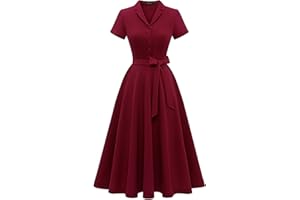 Wedtrend Vintage Cocktailkleid Damen A Linie Midilang V-Ausschnitt Abendkleid Elegant Freizeitkleider