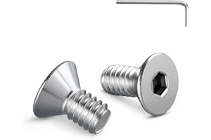 Wavanta 20Pcs M4 Bolts, M4 X 6mm Countersunk Bolts Screws, Flat Head Socket Cap Screws, 304 Stainless Steel, Full Thread, Bright Finish, with Hex Spanner
