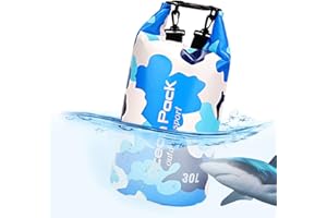 Idefair Borsa Impermeabile a Secco, Zaino da Spiaggia Galleggiante Borsa da Viaggio Leggero a Secco per la Spiaggia, Canottaggio, Pesca, Kayak, Nuoto, Rafting, Camping 5L 10L 15L 20L 30L