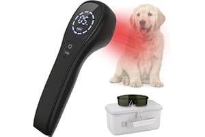 iKeener Dispositivo Terapia Mascotas/Veterinarios,Terapia Láser Aliviar Dolor Articulaciones Musculares,Portátil Terapia Luz Roja,Longitud Onda 650nm,808nm,para Perros,Gatos,Caballos Otros (Negro)