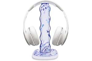 DiyGody Uniwersalny uchwyt na słuchawki, uchwyt na słuchawki stołowe z akrylową podstawą, stojak na ucho do gier, zdejmowany uchwyt kompatybilny z AirPods Max/Sennheiser/Sony/Bose/Shure - Lavenda