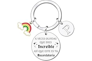LUODAN Regalo Llavero inspirador, Llavero colgante de plata A-Z 26 letras iniciales A Veces Olvidas Que Eres Increíble, así Que Este Es Tu Recordatorio Para Hija Hijo Hermana Amigos Madre