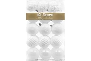 Busybee weihnachtskugeln Kunststoff 30 Stücke 6CM Ornamente für Weihnachtsbaum Weiß Christbaumkugeln Weihnachtsdekoration Kugeln Kunststoff Plastik