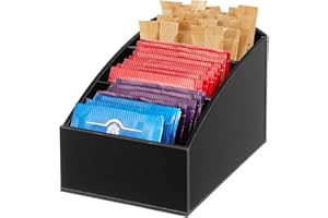 BESTonZON Porta Bustine di tè in Acrilico, Scatola con 3 Scomparti, Organizzatore per Zucchero E Snack, Porta Bustine Zucchero per Stazione di caffè, Ideale per Casa E Bar, Design Elegante