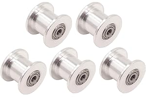 WINSINN GT2 Idler Pulley 20 Toothless 3mm Bore 10mm width Timing Pulley Wheel Aluminum For 3D Printer (Pack of 5Pcs)