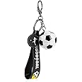 Cobee Soccer Gifts Key Chain, Inspirational Silicone Key Rings Football Keychains for Boys Girls Teens Sports School Carnival Reward Party Favors(White Ball)