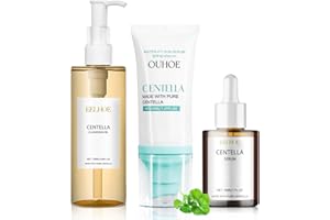 BEINUP 3 Stück Centella Asiatica Hautpflegeset, Centella Cleansing Oil + Centella Serum + Centella Sunscreen SPF 50, Centella Asiatica Extract, Geeignet für Empfindliche Haut