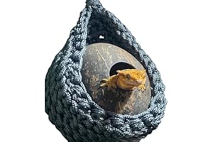 HyzaPhix Bearded Dragon Hammock Reptile Tank Accessories Lizard Lounger Hanging Terrarium Hammock for Reptiles Chameleons, Geckos, Snakes, Iguanas (No coconut shell)