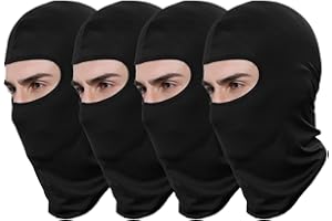 Valtreecho 4Pcs Full Face Cover Black Balaclava Protection Warm Windproof Ski Motorcycle Cycling Neck Hat Outdoor Sports
