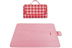 ALEPGLDE Coperta da picnic, 300 x 200 CM Telo mare, antisabbia Coperta da Picnic, Portatile Pieghevole telo picnic con Manico per Picnic Outdoor, Spiaggia,Campeggio, Escursionismo, Viaggi, Rosso