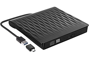 DANGZW Masterizzatore DVD Externo, Lettore CD Externo USB 3.0 Tipo-C, Unità CD/DVD Ottica Esterna +/-RW DVD-ROM Per PC Portatile, Macbook Air/Pro, iMac e Linux, Vista, Mac OS, Windows 11/10/8/7/XP