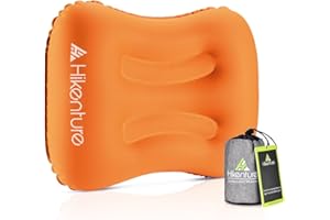HIKENTURE Aufblasbares Reisekissen Camping Kissen - Ultraleichtes Reisekissen - Luftkissen Nackenkissen - Camping Pillow für Camping, Reise, Outdoor, Büro (Orange)
