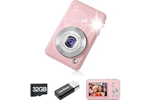 HOFAOUG Macchina Fotografica Digitale, 1080P HD Fotocamera Digitale Compatta Scheda Memoria 32GB, Macchina Fotografica Bambini a Longa Autonomia, Cadeau Ideale Bambini, Adolescenti, Principianti-Rosa
