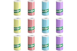 APOMOONS 12 rolek kolorowego papieru drukarki termicznego do drukarek naklejek, rolki termiczne papieru do drukarek termicznych, do aparatu papieru termicznego, zdjęć, notatek 57 x 30 cm