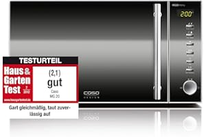 ‎CASO Caso | MG20 menu 2-in-1 Mikrowelle mit Grill | 800 W, Grill 1000W, 2 Kombiprogramme + 14 Koch-Programme, Design Edelstahl und verspiegelt ,20L,Edelstahl